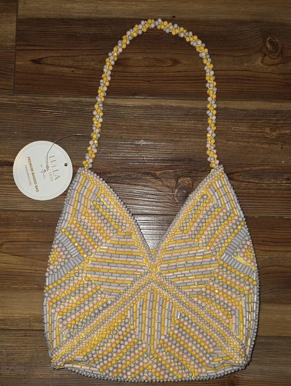 NWT Lulla Collection Premium Handcrafted Beaded Geometric Shoulder Bag